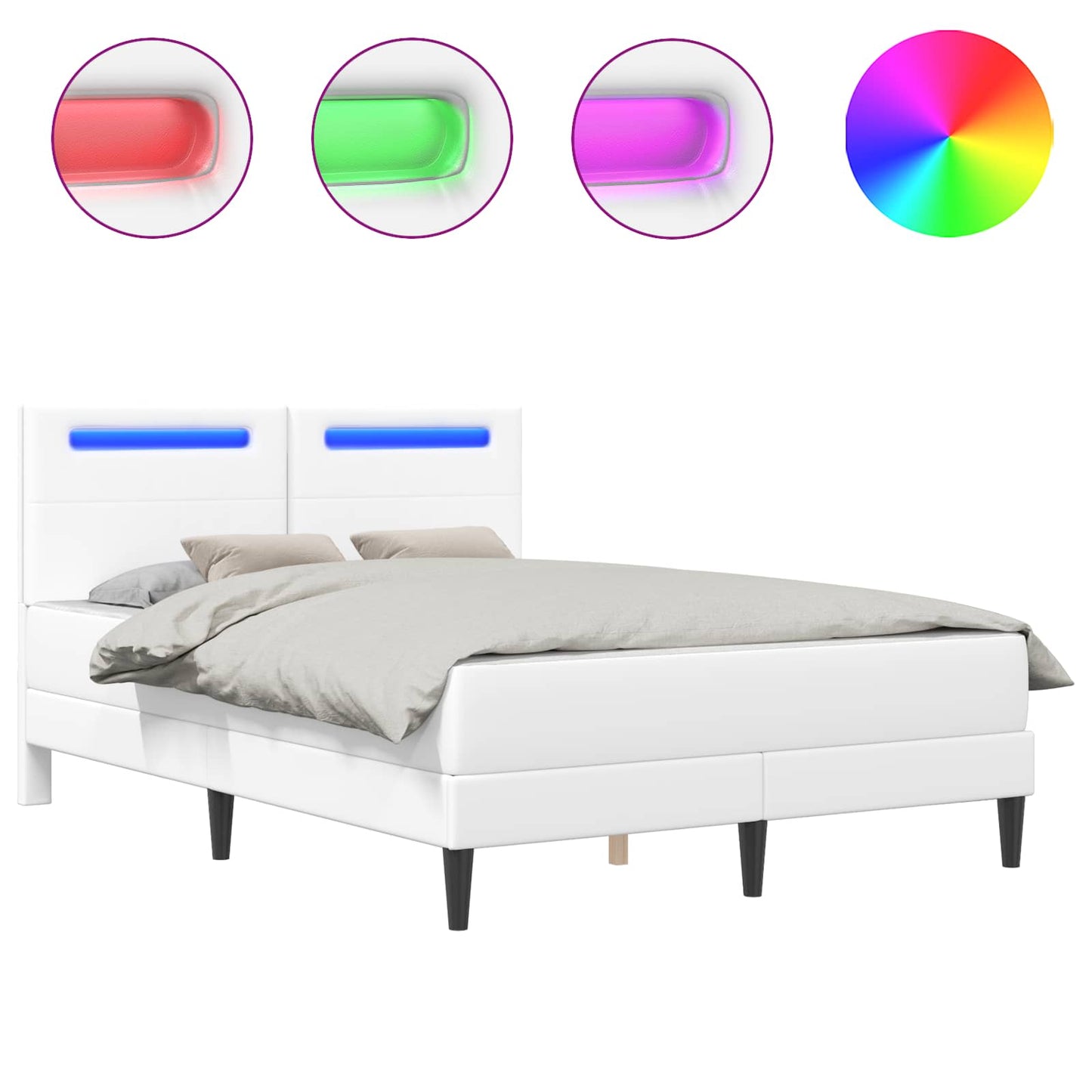 Struttura del letto con testiera Bianco 140 x 190 cm Similpelle | homemem39