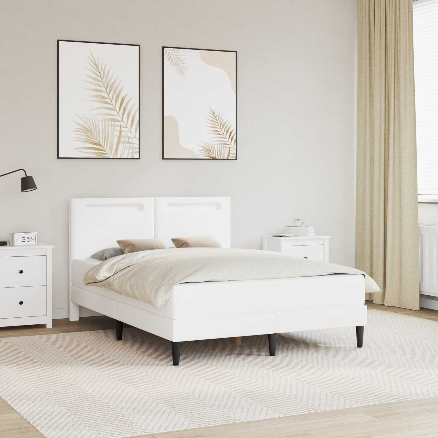 Struttura del letto con testiera Bianco 140 x 200 cm Similpelle | homemem39