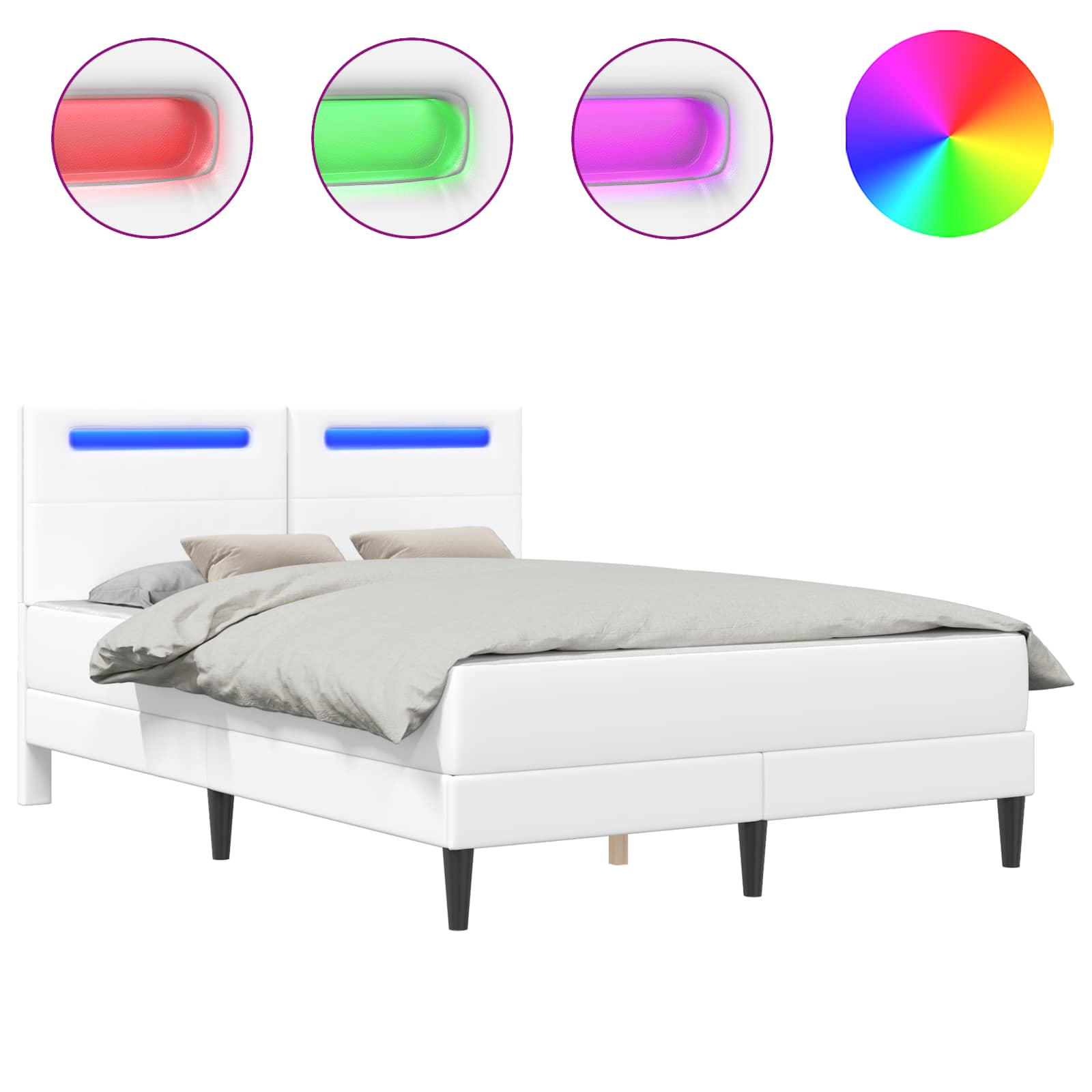 Struttura del letto con testiera Bianco 140 x 200 cm Similpelle | homemem39