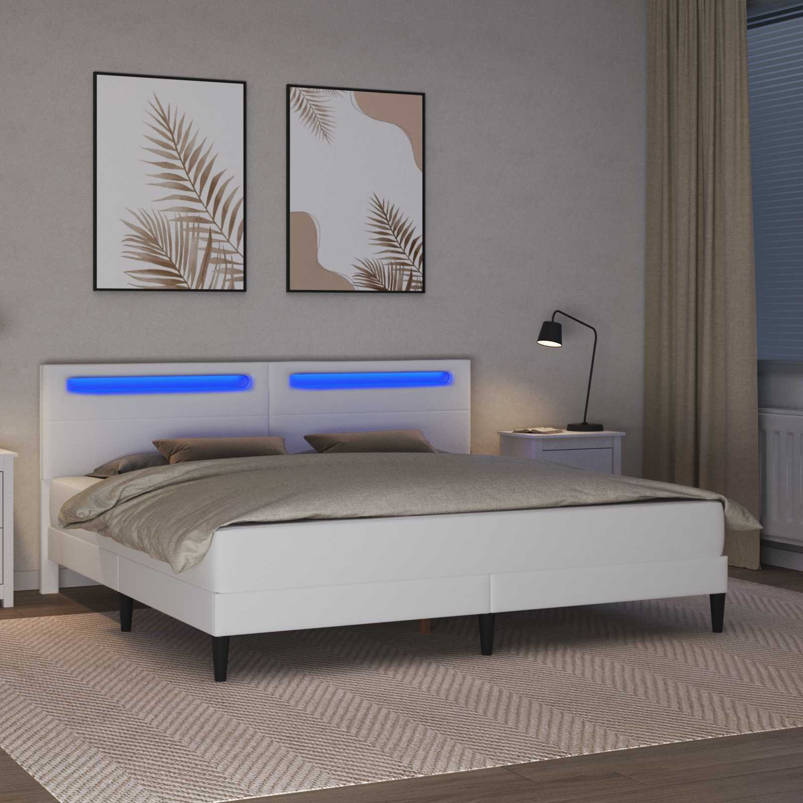 Struttura del letto con testiera Bianco 180 x 200 cm Similpelle | homemem39
