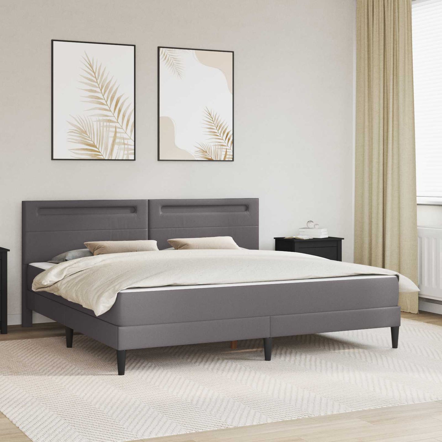 Struttura del letto con testiera Grigio 200 x 200 cm Similpelle | homemem39