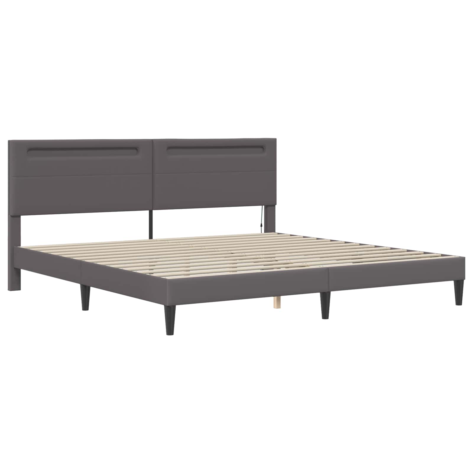 Struttura del letto con testiera Grigio 200 x 200 cm Similpelle | homemem39