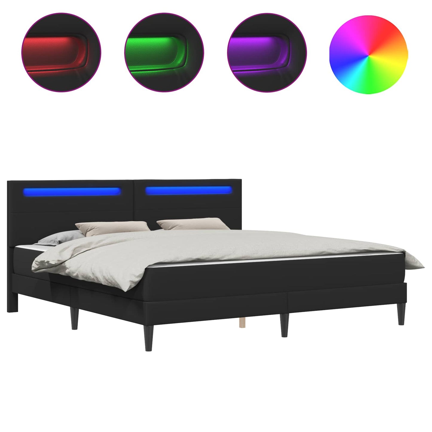 Struttura del letto con testiera Nero 200 x 200 cm Similpelle | homemem39