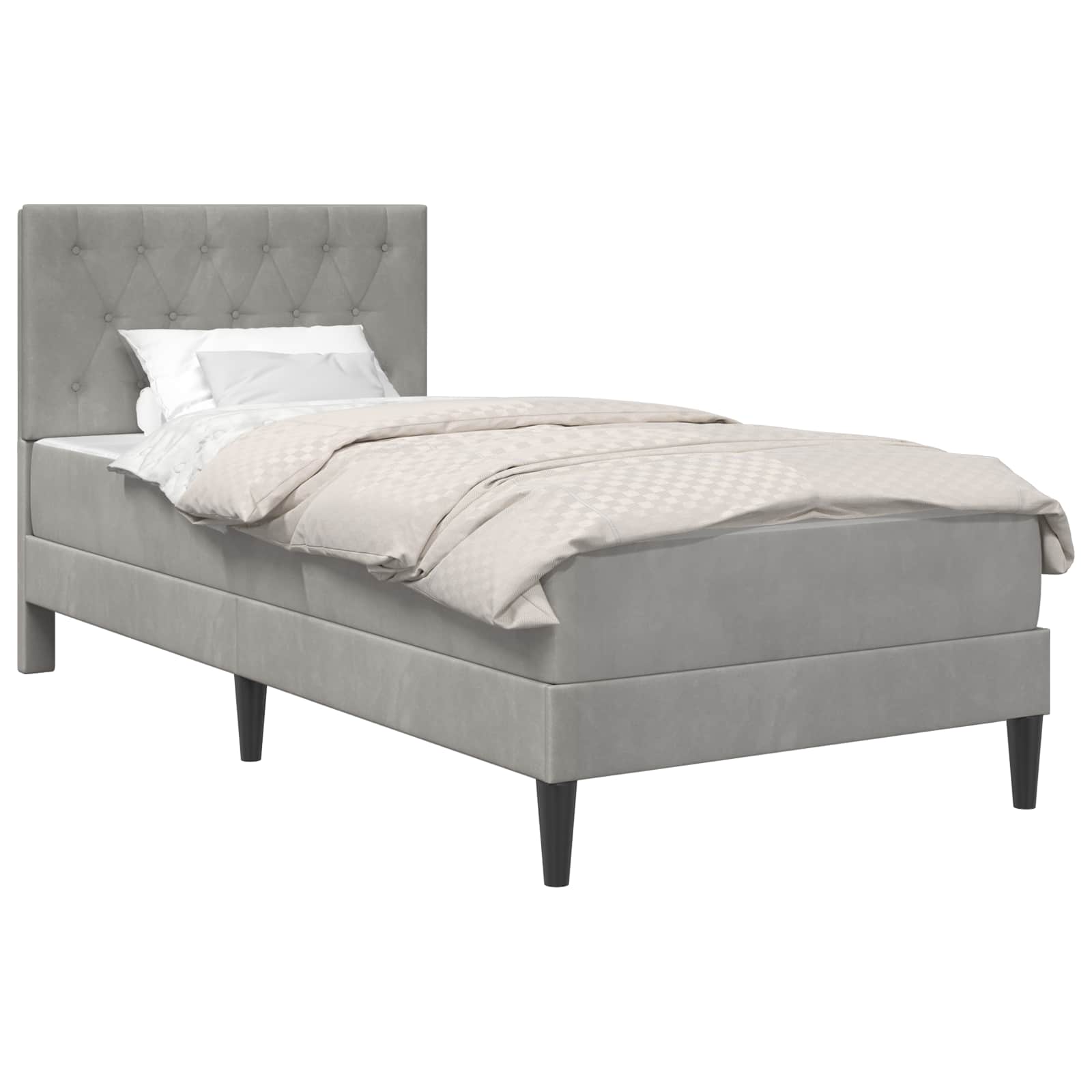 Struttura letto con materasso Grigio chiaro 80 x 200 cm Velluto | homemem39