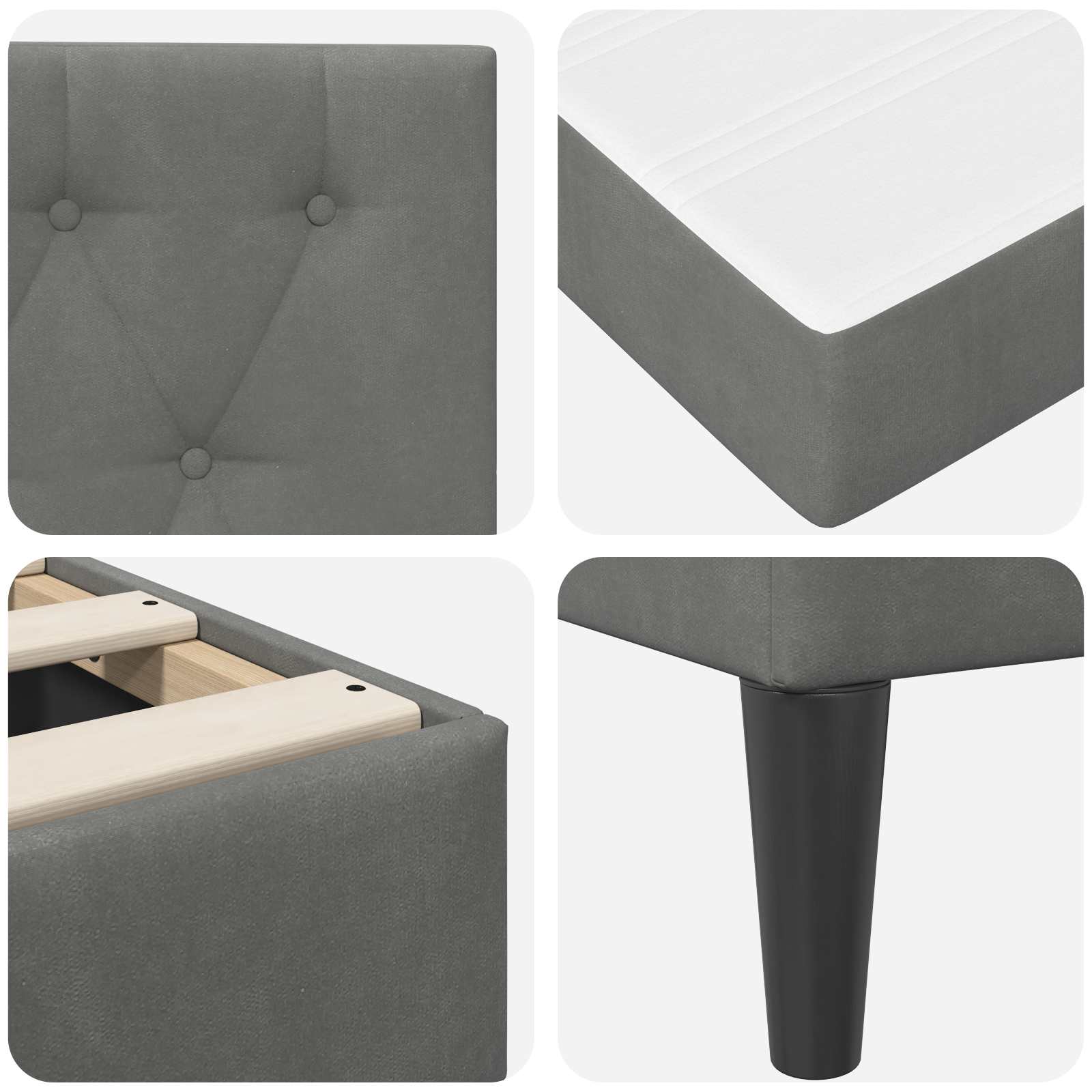 Struttura letto con materasso Grigio scuro 80 x 200 cm Velluto | homemem39