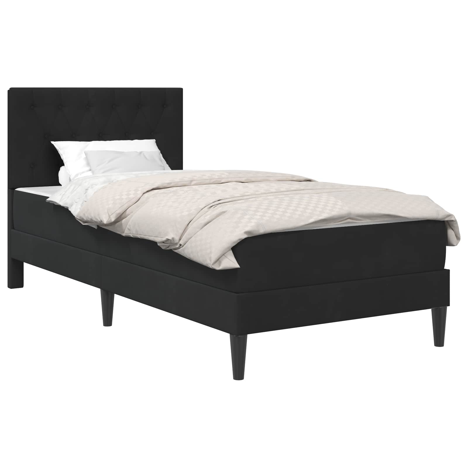 Struttura letto con materasso Nero 80 x 200 cm Velluto | homemem39