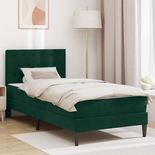 Struttura letto con materasso Verde Scuro 90 x 190 cm Velluto