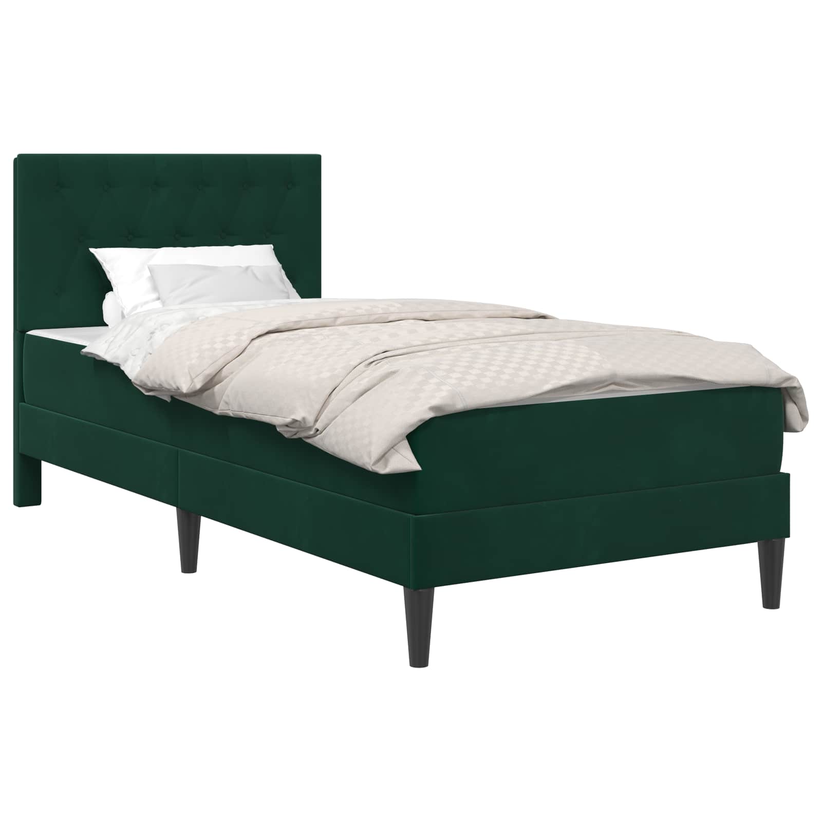 Struttura letto con materasso Verde Scuro 90 x 190 cm Velluto | homemem39