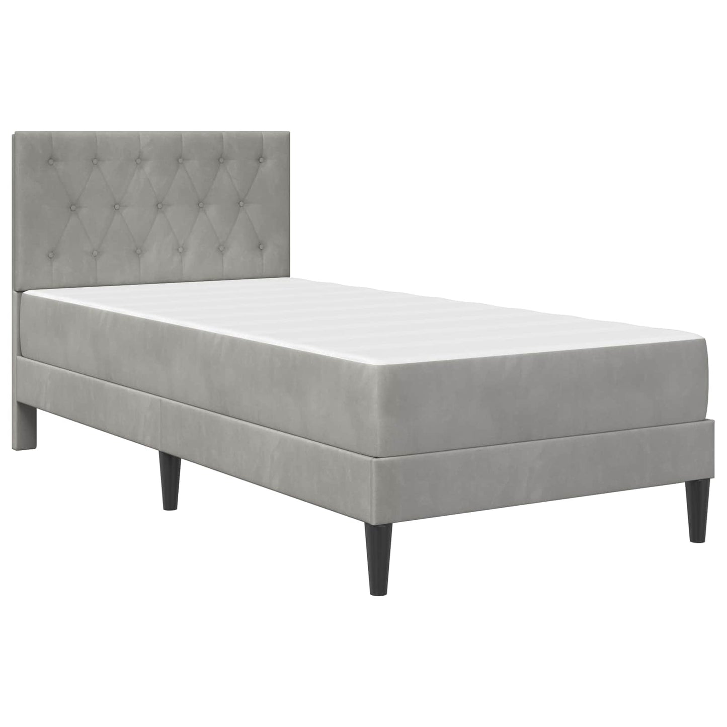 Struttura letto con materasso Grigio chiaro 90 x 200 cm Velluto | homemem39