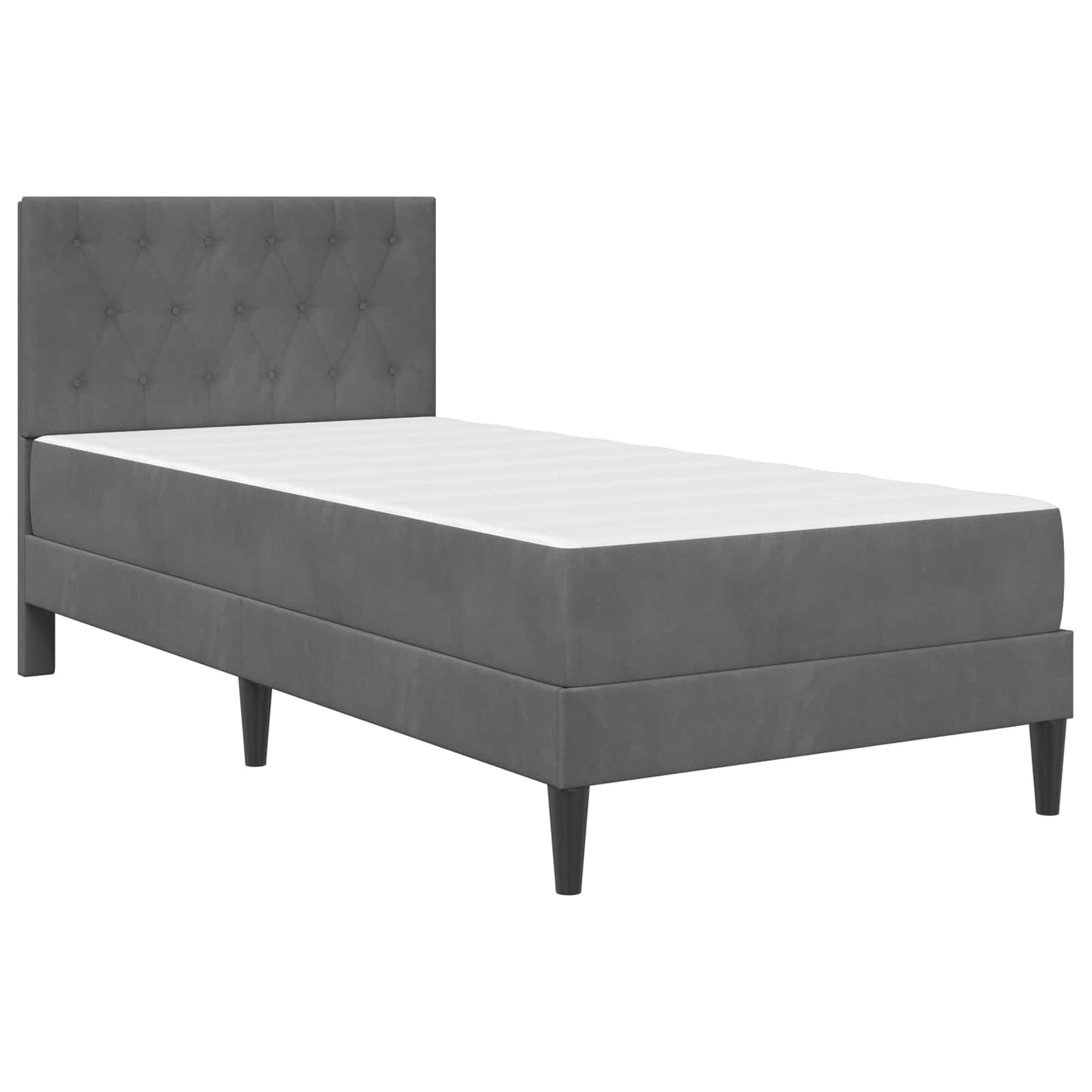 Struttura letto con materasso Grigio scuro 90 x 200 cm Velluto | homemem39