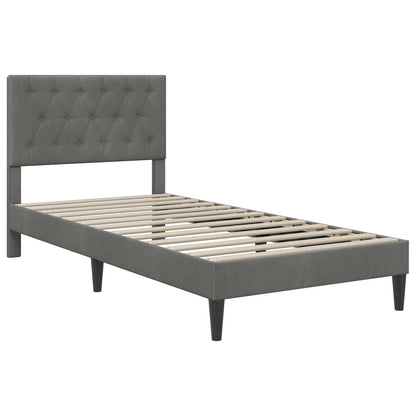 Struttura letto con materasso Grigio scuro 90 x 200 cm Velluto | homemem39
