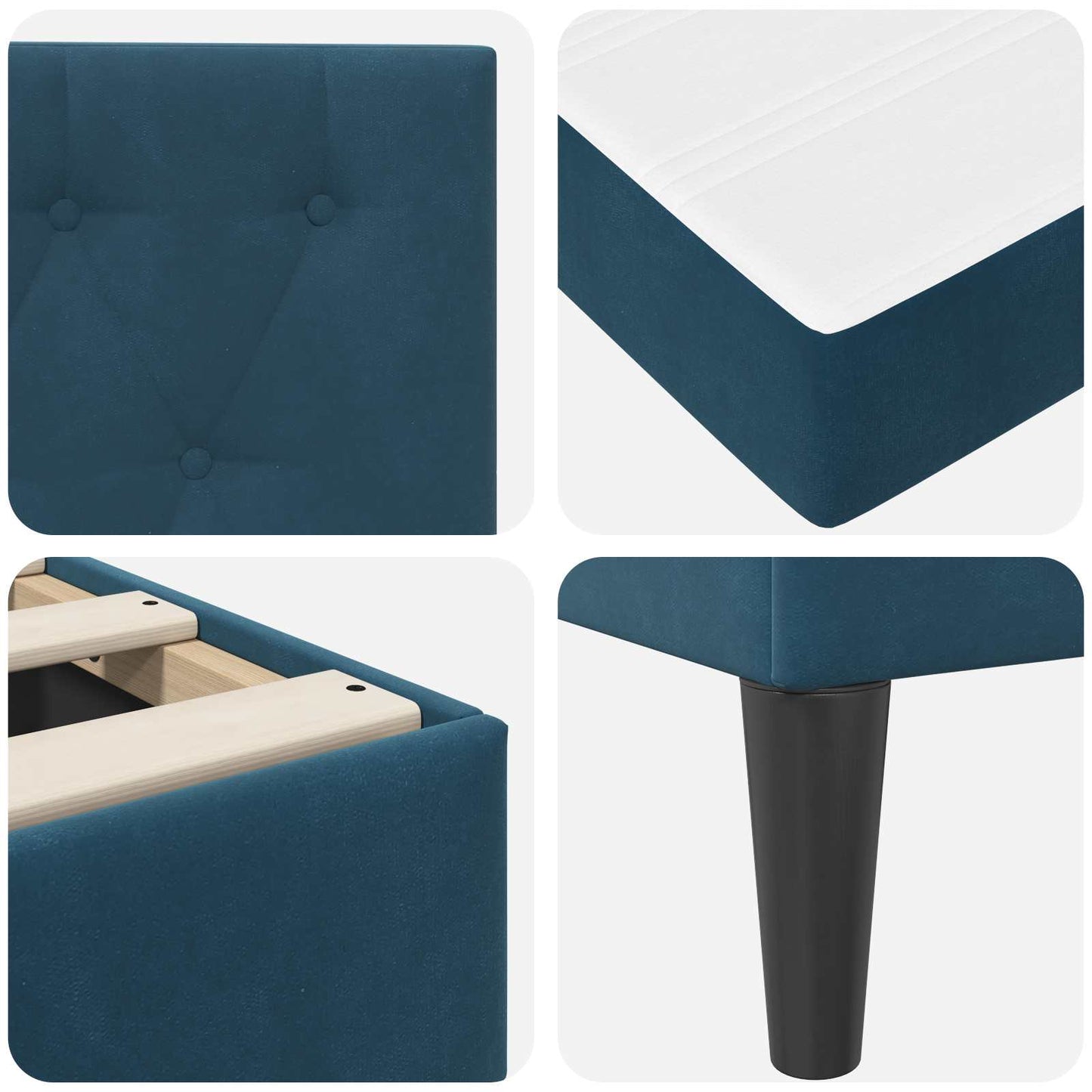 Struttura letto con materasso Blu 90 x 200 cm Velluto | homemem39
