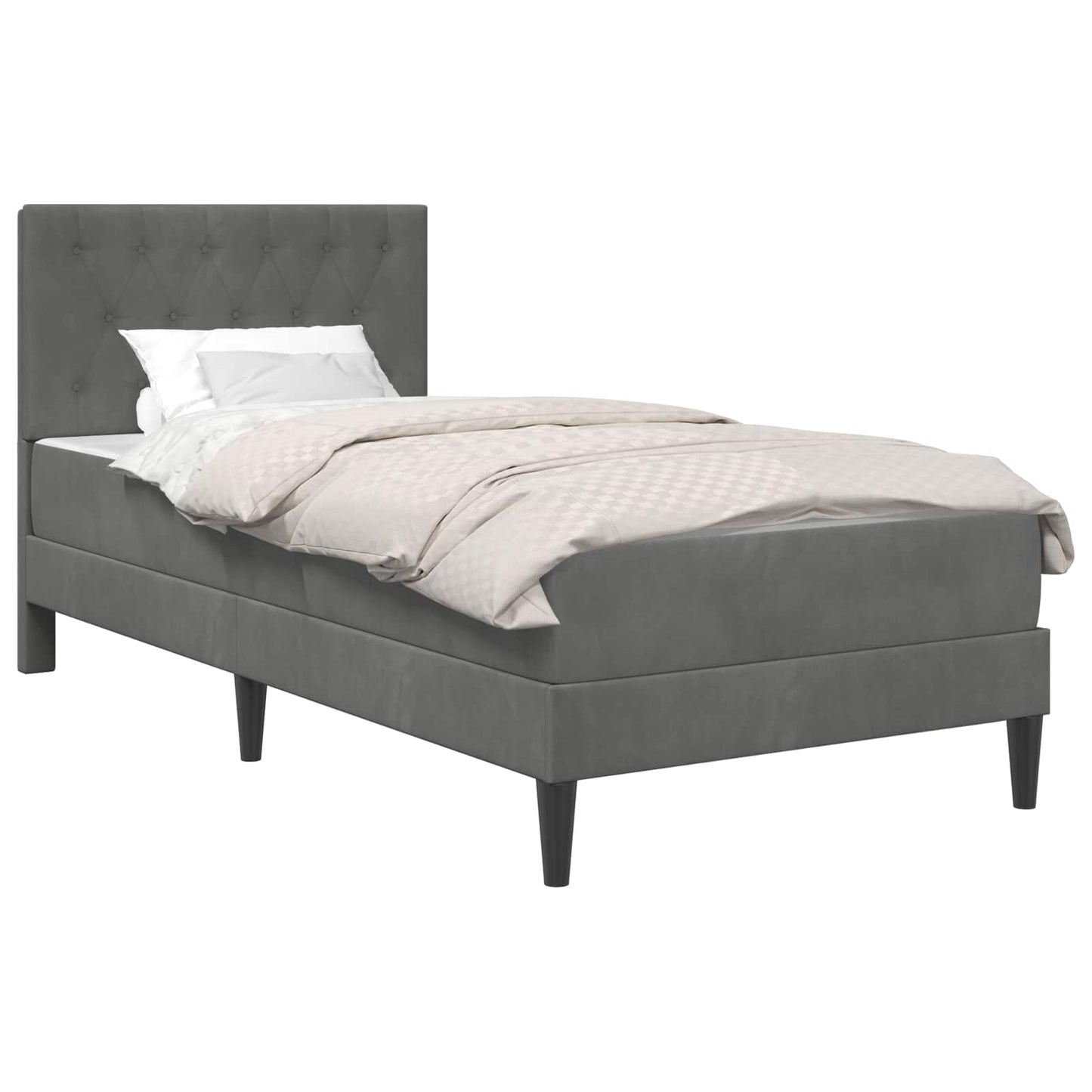 Struttura letto con materasso Grigio scuro 100 x 200 cm Velluto | homemem39