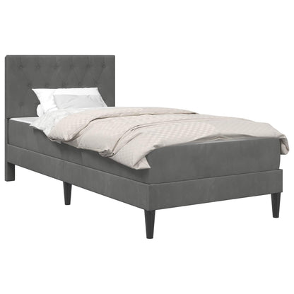 Struttura letto con materasso Grigio scuro 100 x 200 cm Velluto | homemem39