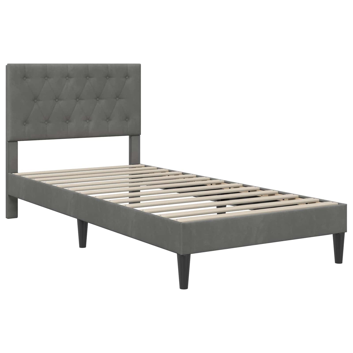 Struttura letto con materasso Grigio scuro 100 x 200 cm Velluto | homemem39