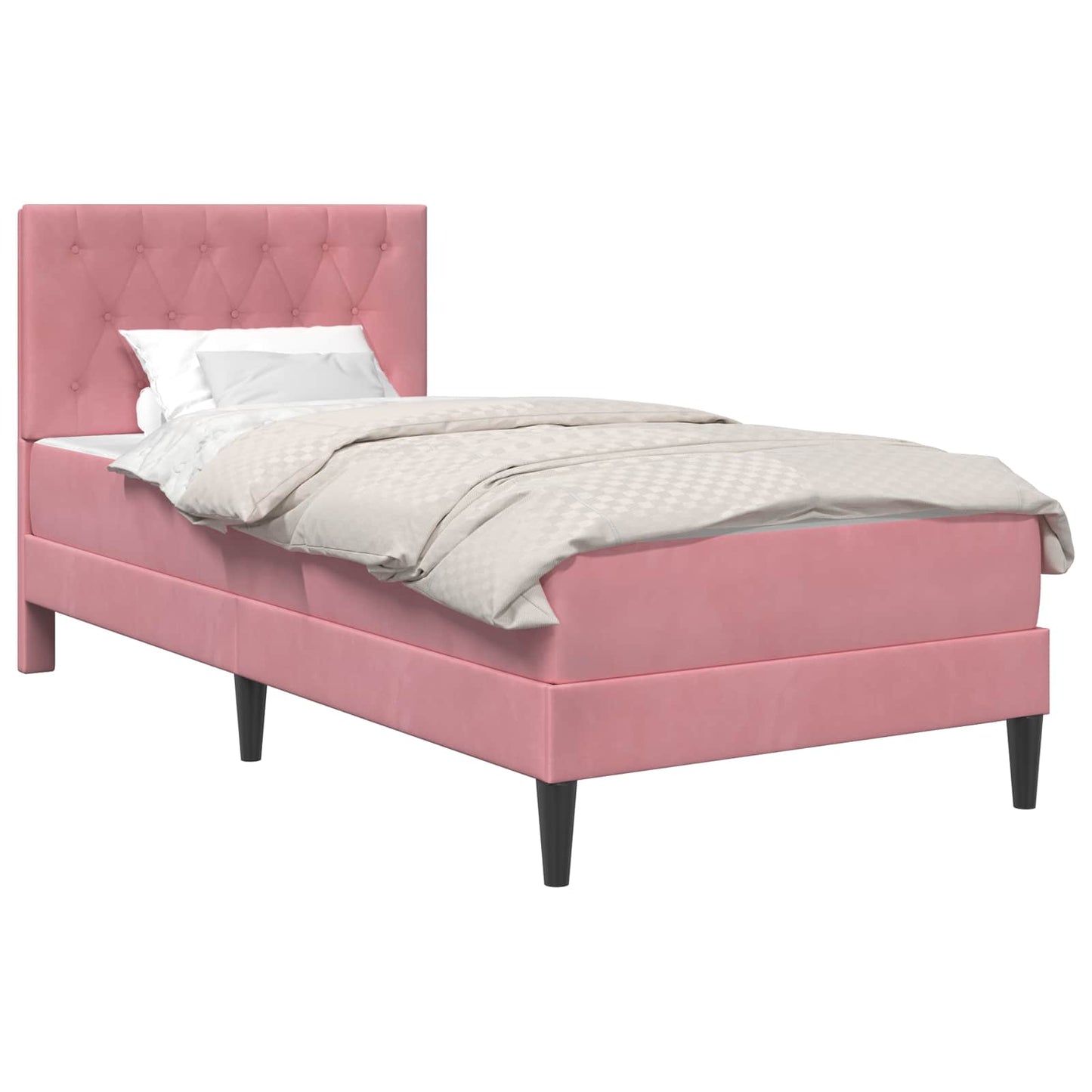 Struttura letto con materasso Rosa 100 x 200 cm Velluto | homemem39