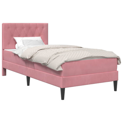 Struttura letto con materasso Rosa 100 x 200 cm Velluto | homemem39