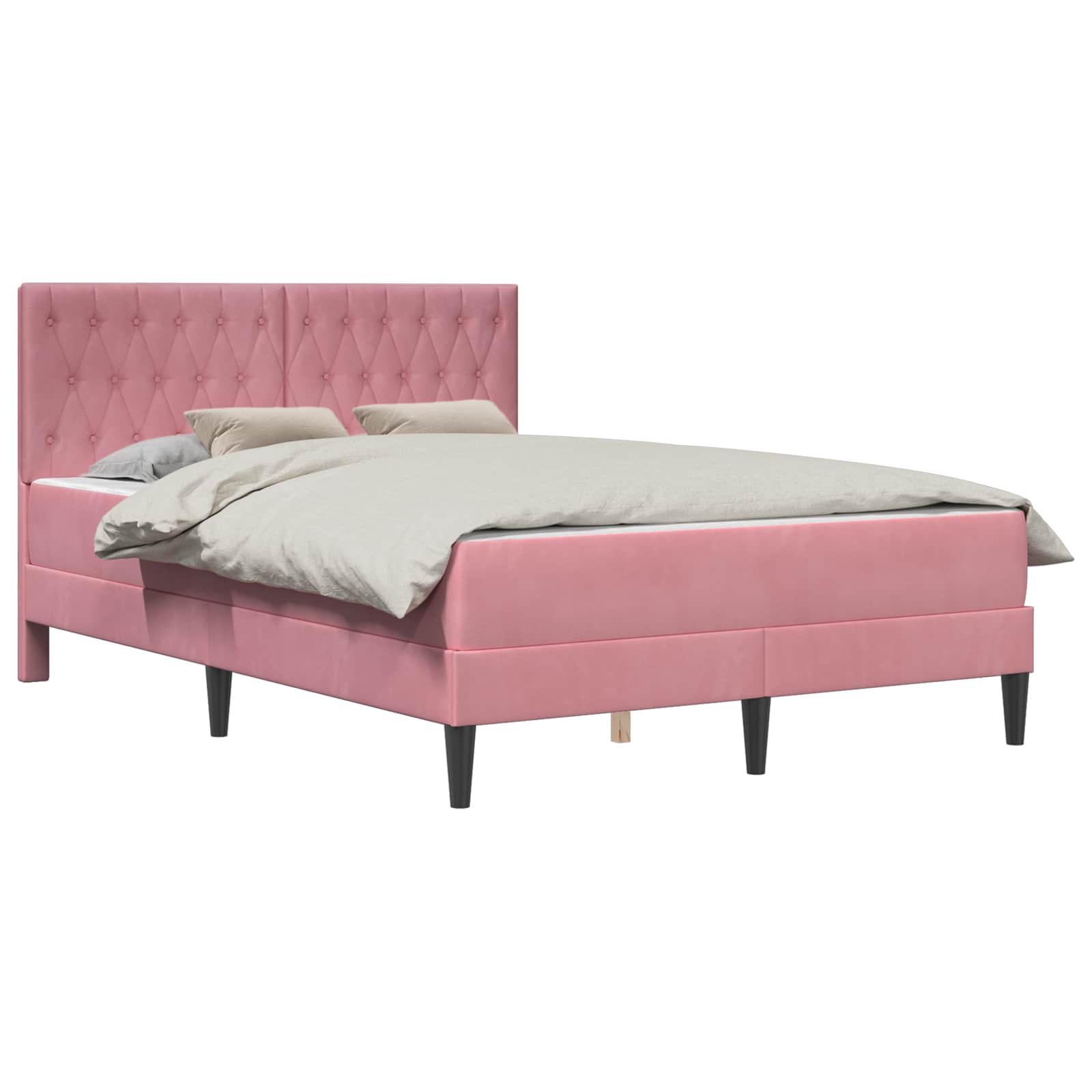 Struttura letto con materasso vidaXL Rosa 120 x 190 cm Velluto | homemem39