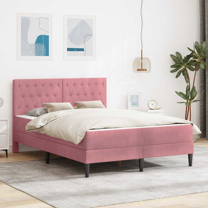Struttura letto con materasso Rosa 140 x 190 cm Velluto | homemem39