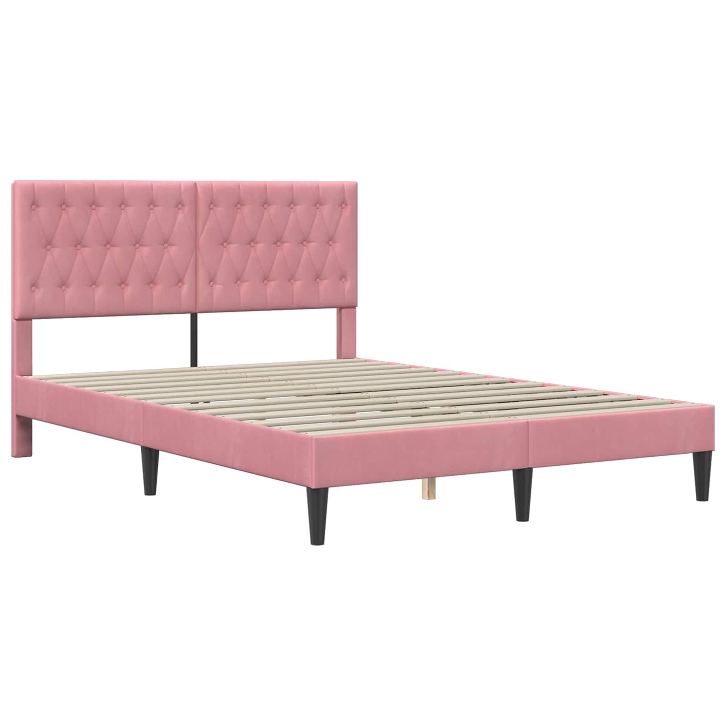 Struttura letto con materasso Rosa 140 x 190 cm Velluto | homemem39