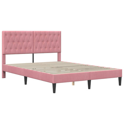 Struttura letto con materasso Rosa 140 x 190 cm Velluto | homemem39