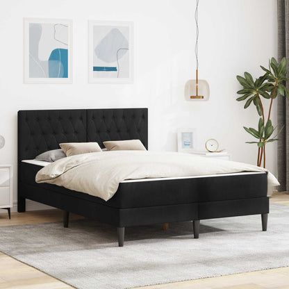 Struttura letto con materasso Nero 140 x 190 cm Velluto | homemem39