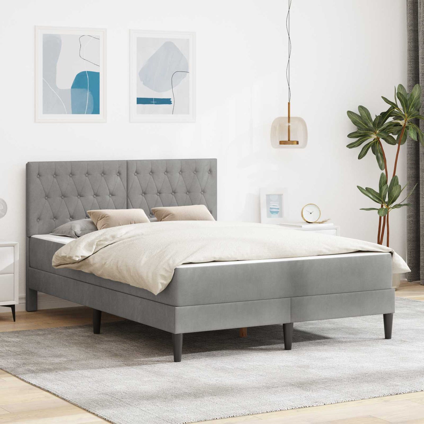 Struttura letto con materasso Grigio chiaro 140 x 200 cm | homemem39