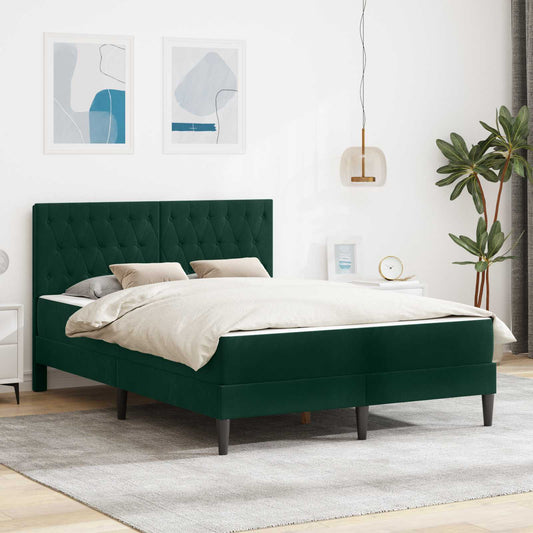Struttura letto con materasso Verde Scuro 140 x 200 cm Velluto | homemem39