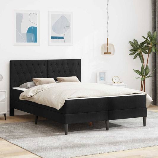 Struttura letto con materasso Nero 140 x 200 cm Velluto | homemem39