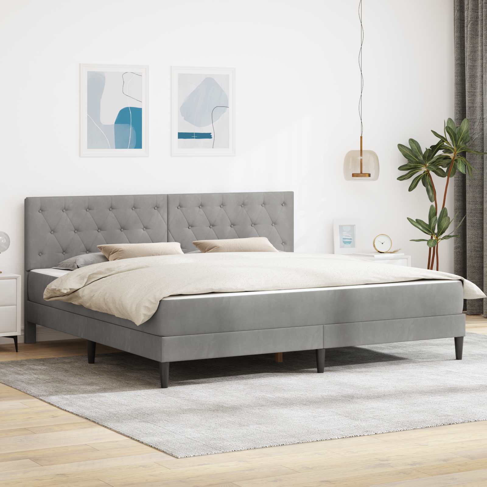 Struttura letto con materasso Grigio chiaro 180 x 200 cm | homemem39