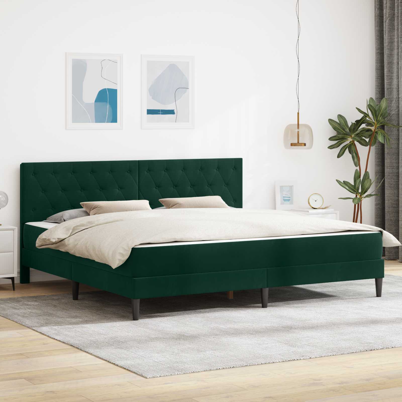 Struttura letto con materasso Verde Scuro 180 x 200 cm Velluto | homemem39