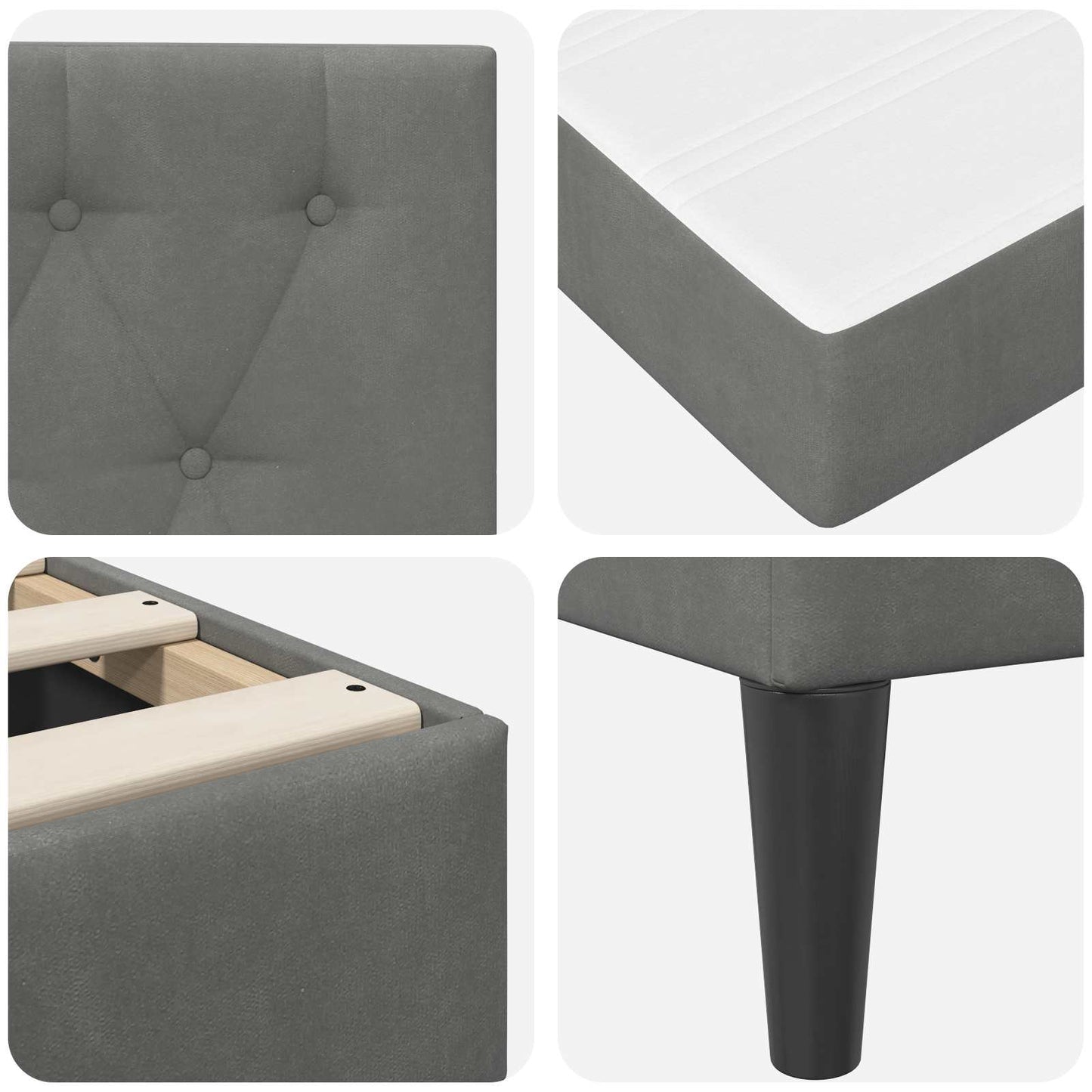 Struttura letto con materasso Grigio scuro 200 x 200 cm Velluto | homemem39