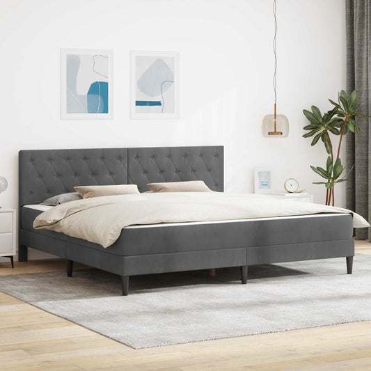 Struttura letto con materasso Grigio scuro 200 x 200 cm Velluto | homemem39