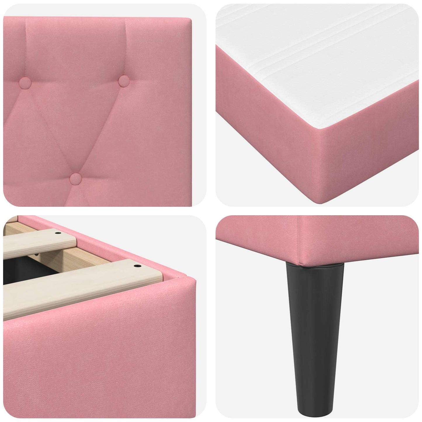 Struttura letto con materasso Rosa 200 x 200 cm Velluto | homemem39