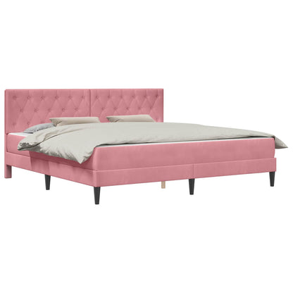 Struttura letto con materasso Rosa 200 x 200 cm Velluto | homemem39