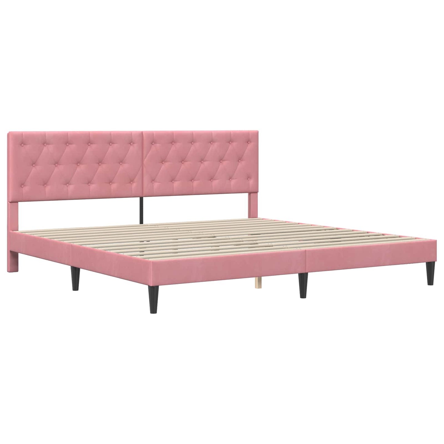 Struttura letto con materasso Rosa 200 x 200 cm Velluto | homemem39