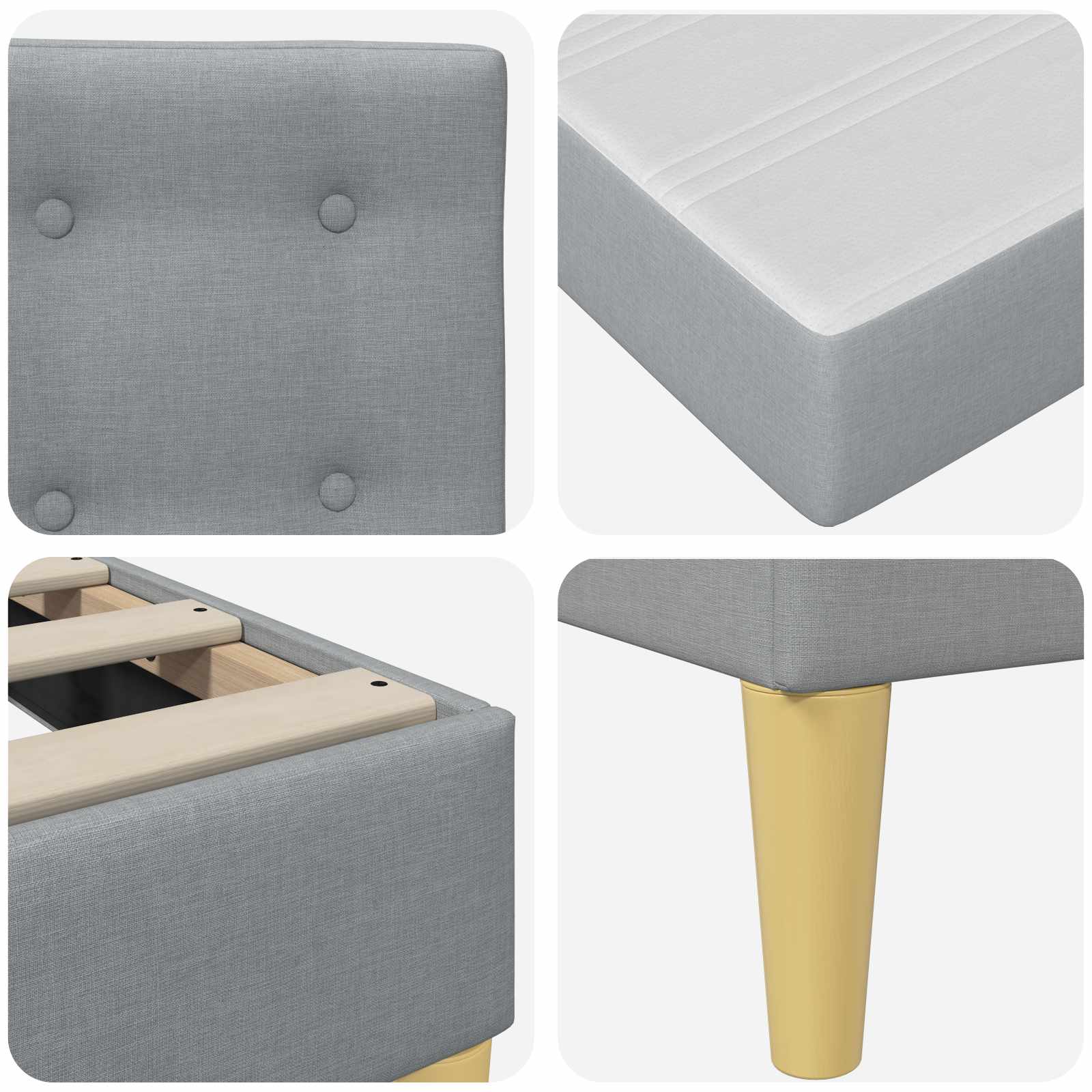 Struttura letto con materasso Grigio chiaro 80 x 200 cm Tessuto | homemem39