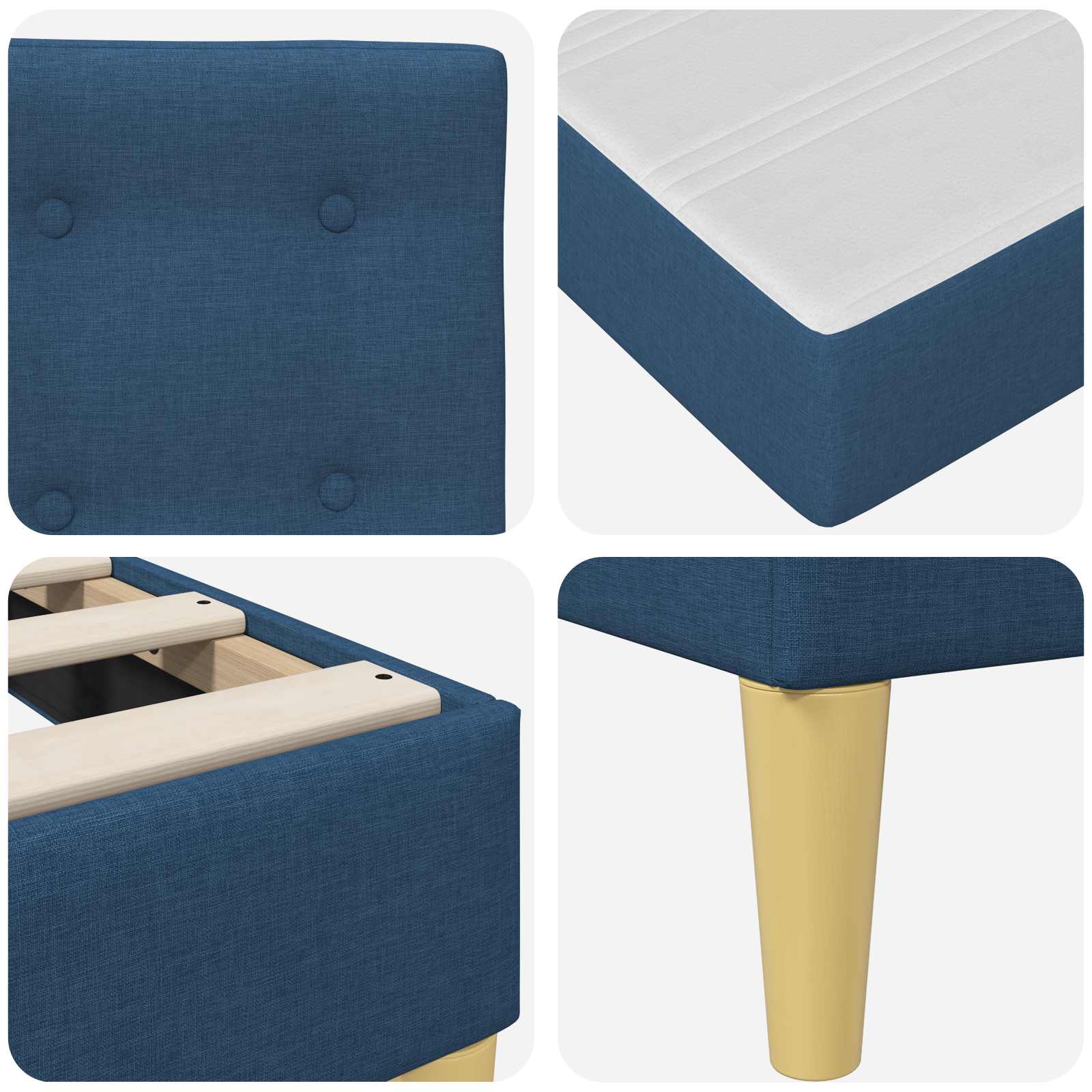 Struttura letto con materasso Blu 90 x 190 cm Tessuto | homemem39
