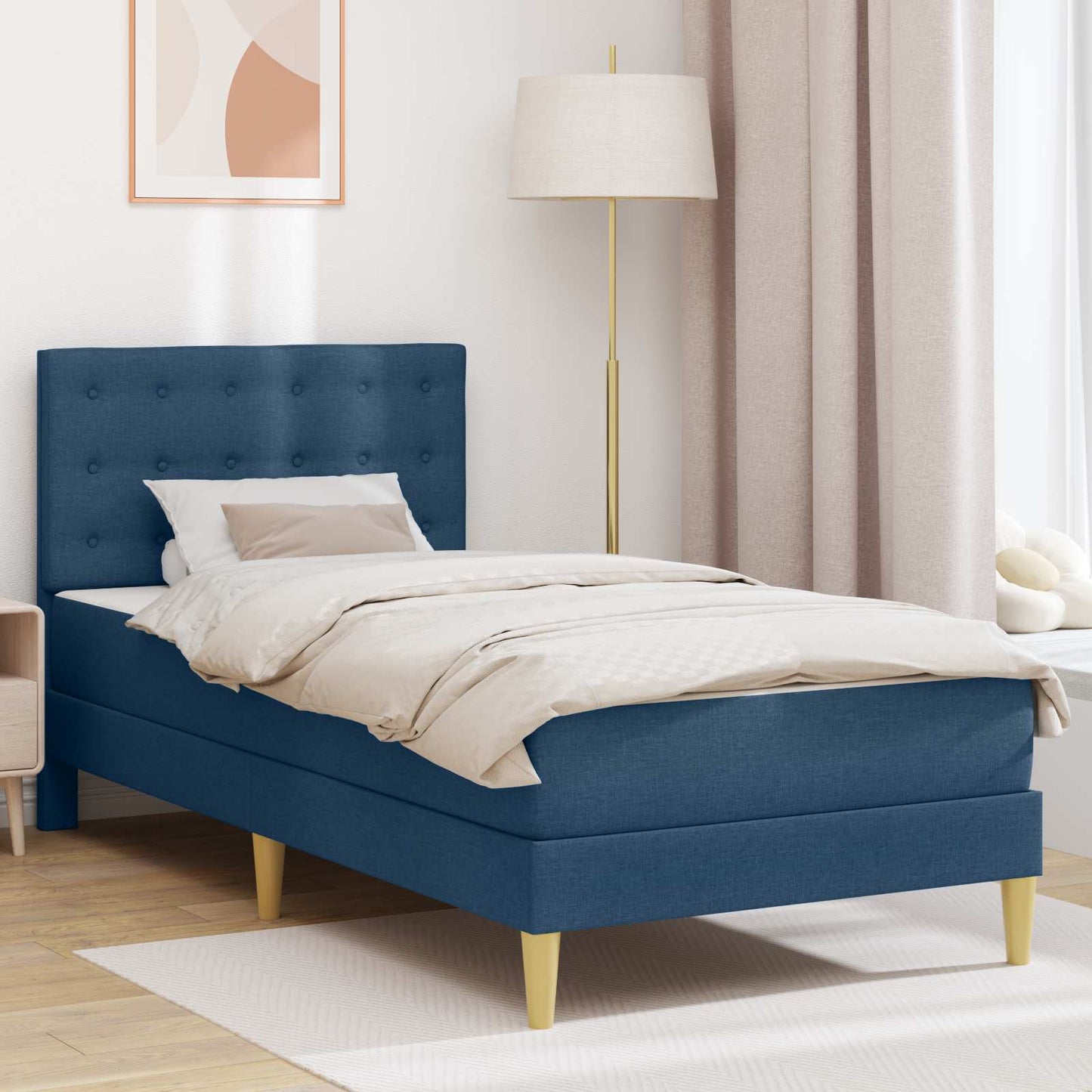 Struttura letto con materasso Blu 90 x 200 cm Tessuto | homemem39