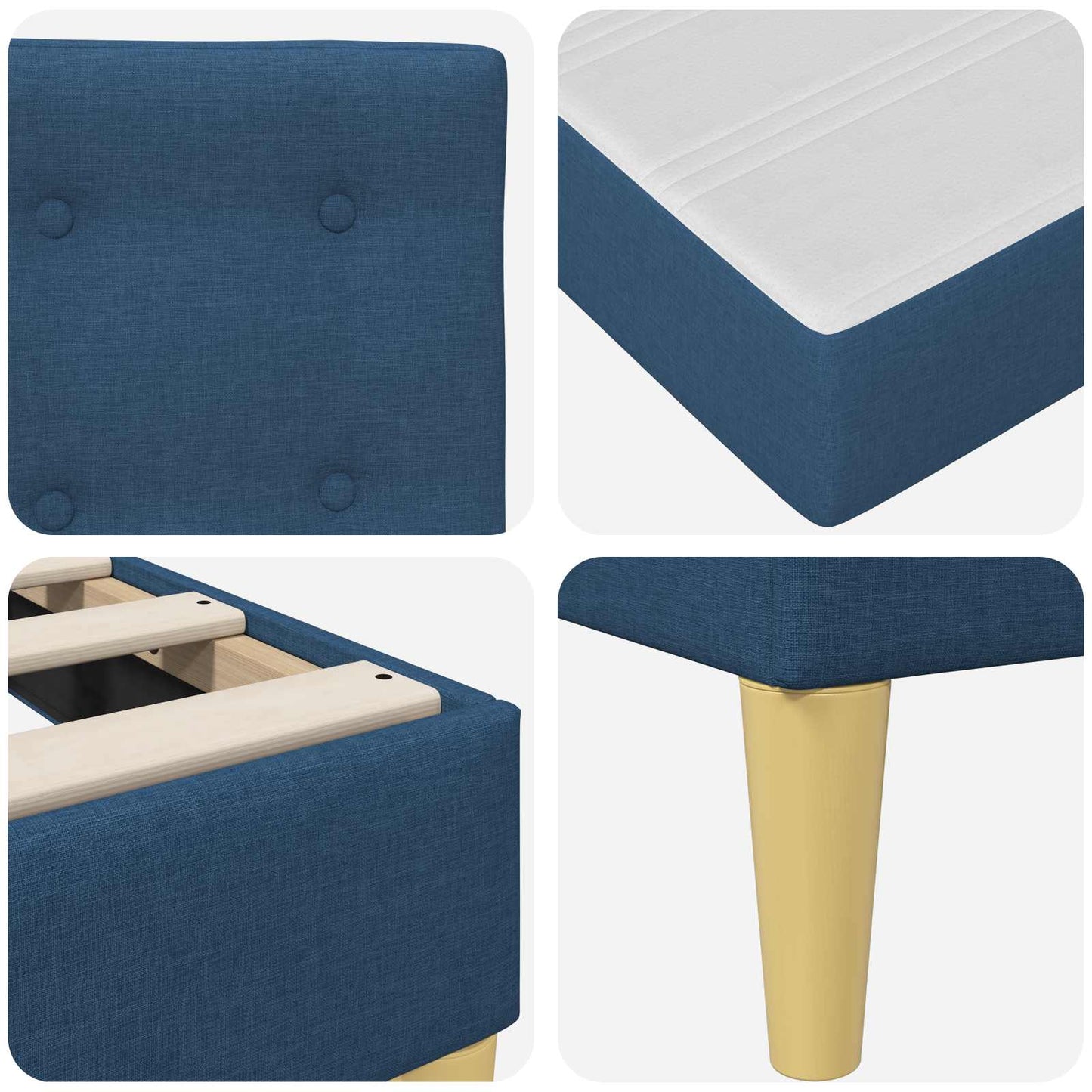 Struttura letto con materasso Blu 100 x 200 cm Tessuto | homemem39