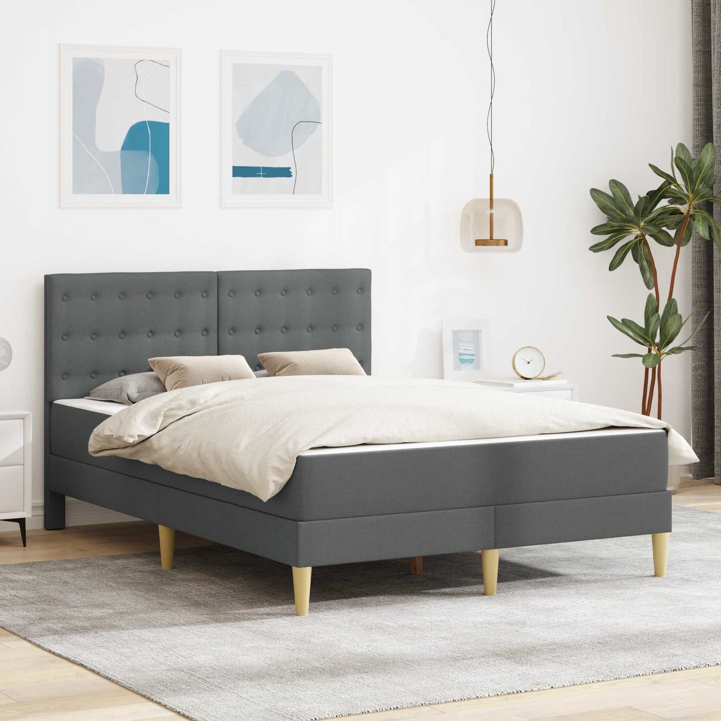 Struttura letto con materasso Grigio scuro 120 x 200 cm Tessuto | homemem39
