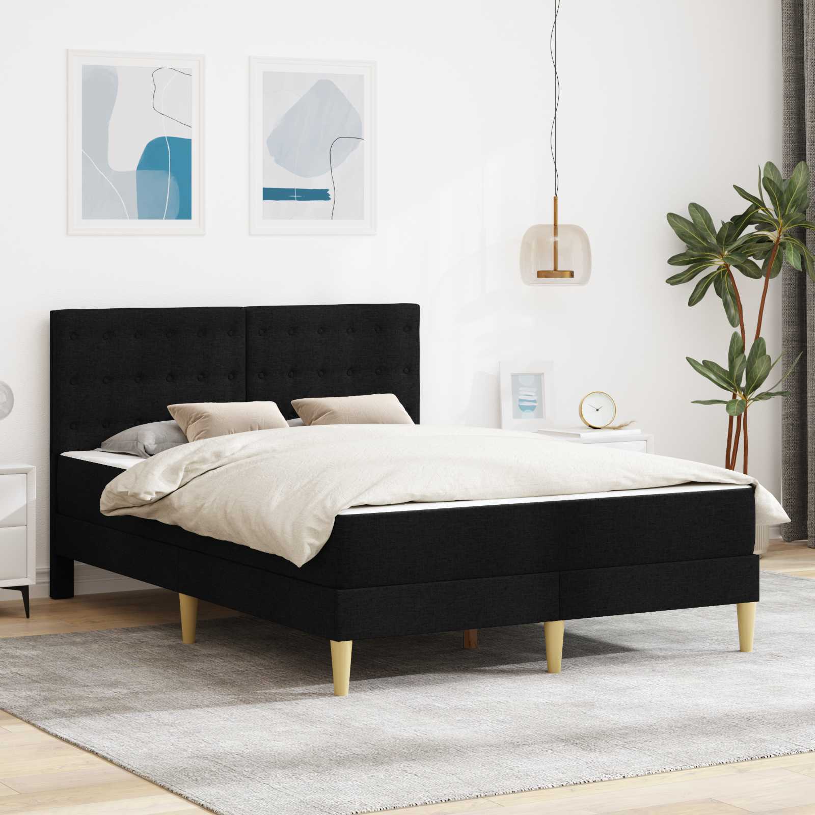 Struttura letto con materasso Nero 120 x 200 cm Tessuto | homemem39
