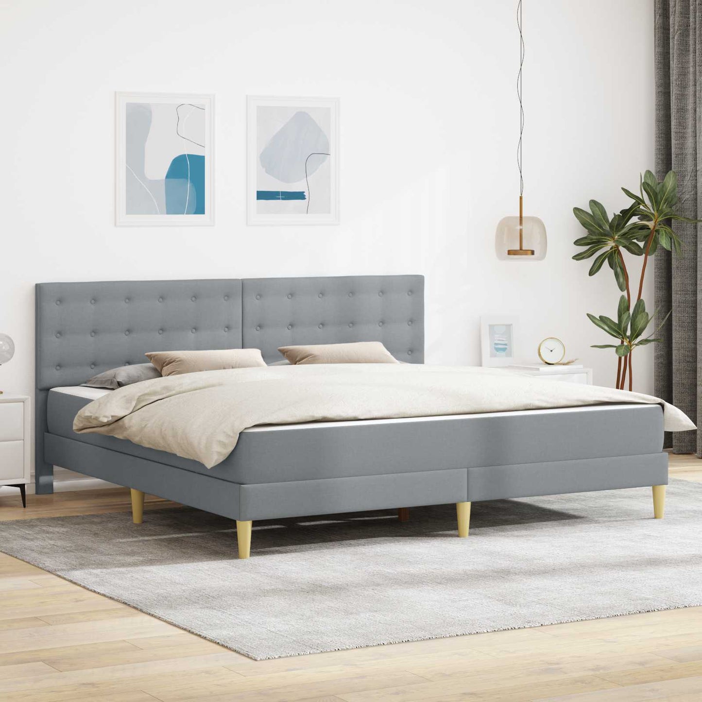 Struttura letto con materasso Grigio chiaro 180 x 200 cm | homemem39