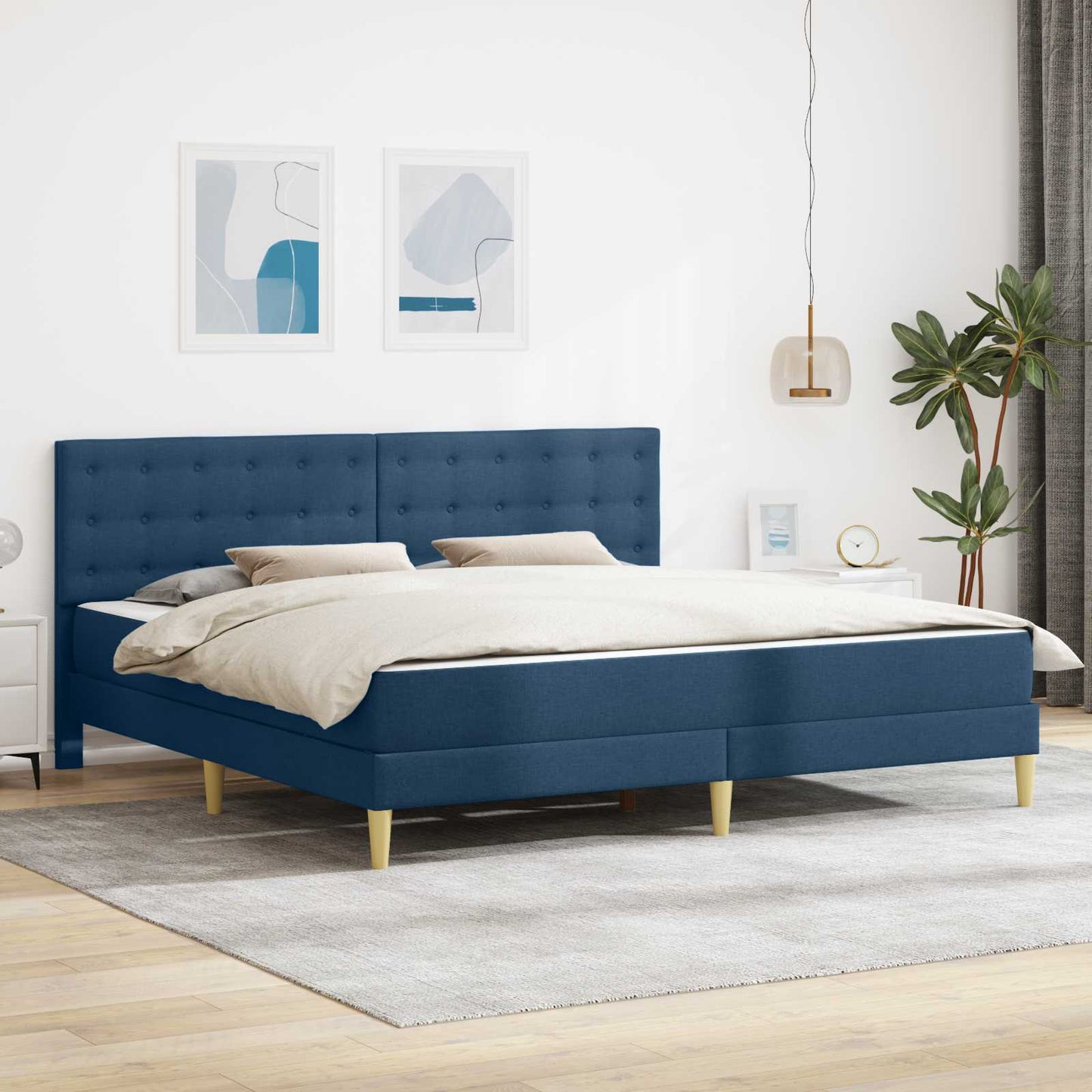 Struttura letto con materasso Blu 180 x 200 cm Tessuto | homemem39