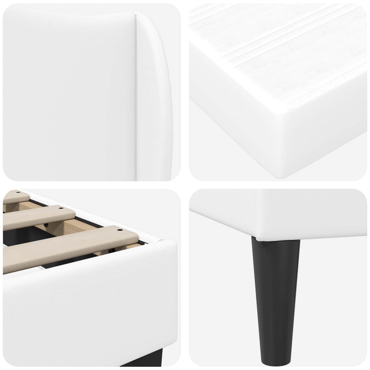 Struttura del letto con testiera Bianco 90 x 200 cm Similpelle | homemem39