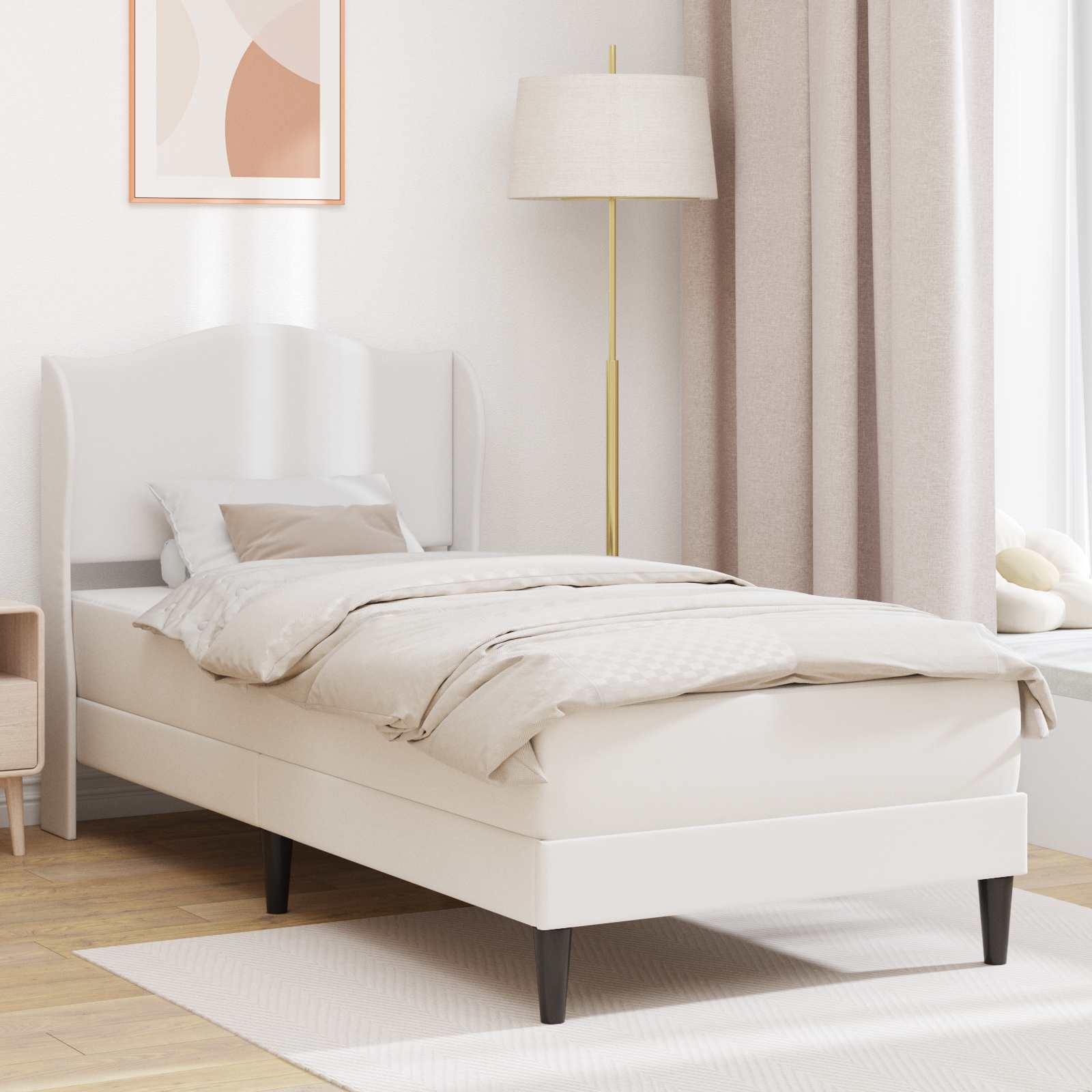 Struttura del letto con testiera Bianco 90 x 200 cm Similpelle | homemem39