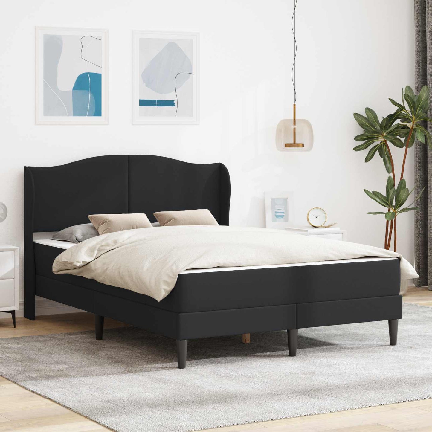 Struttura del letto con testiera Nero 140 x 190 cm Similpelle | homemem39