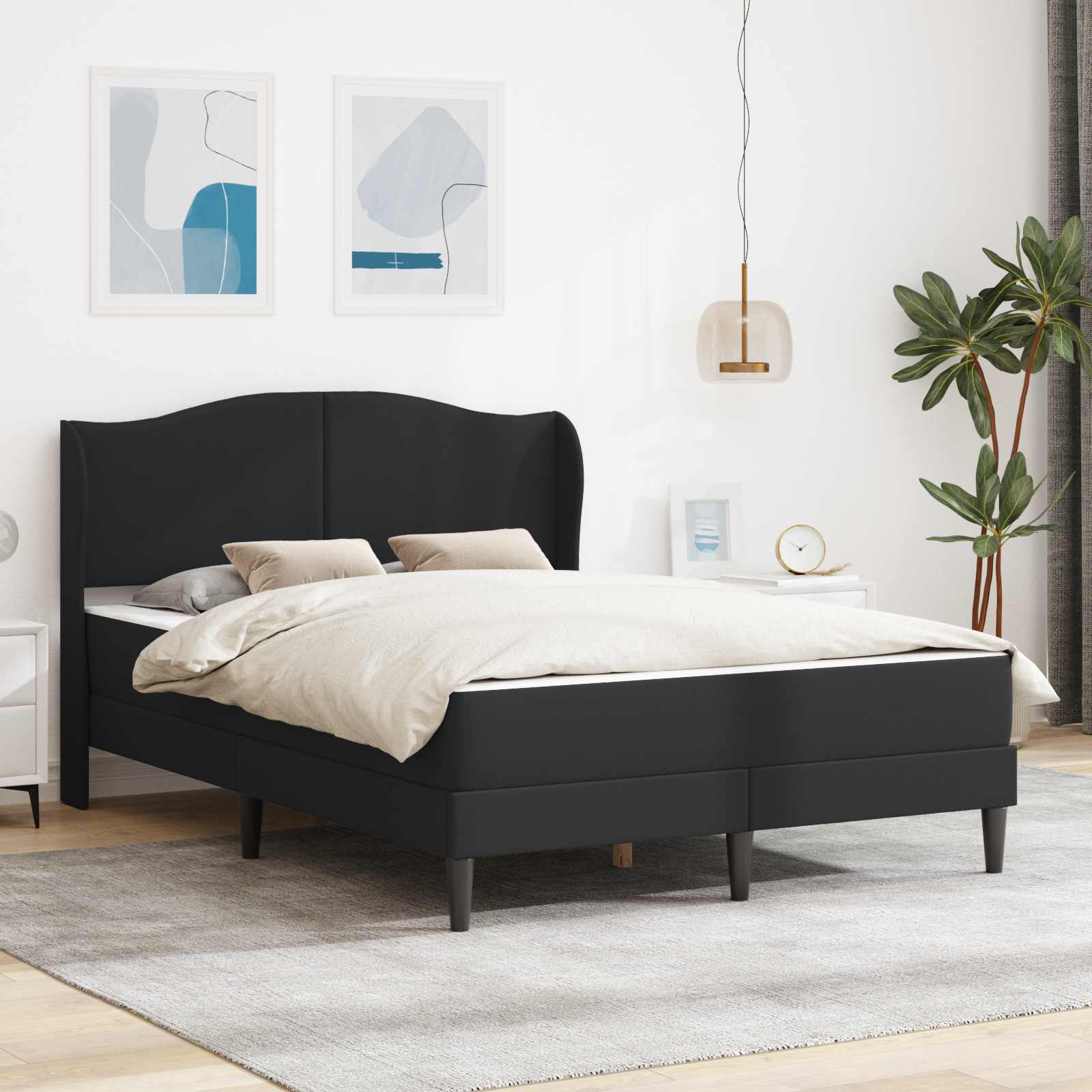 Struttura del letto con testiera Nero 140 x 190 cm Similpelle | homemem39