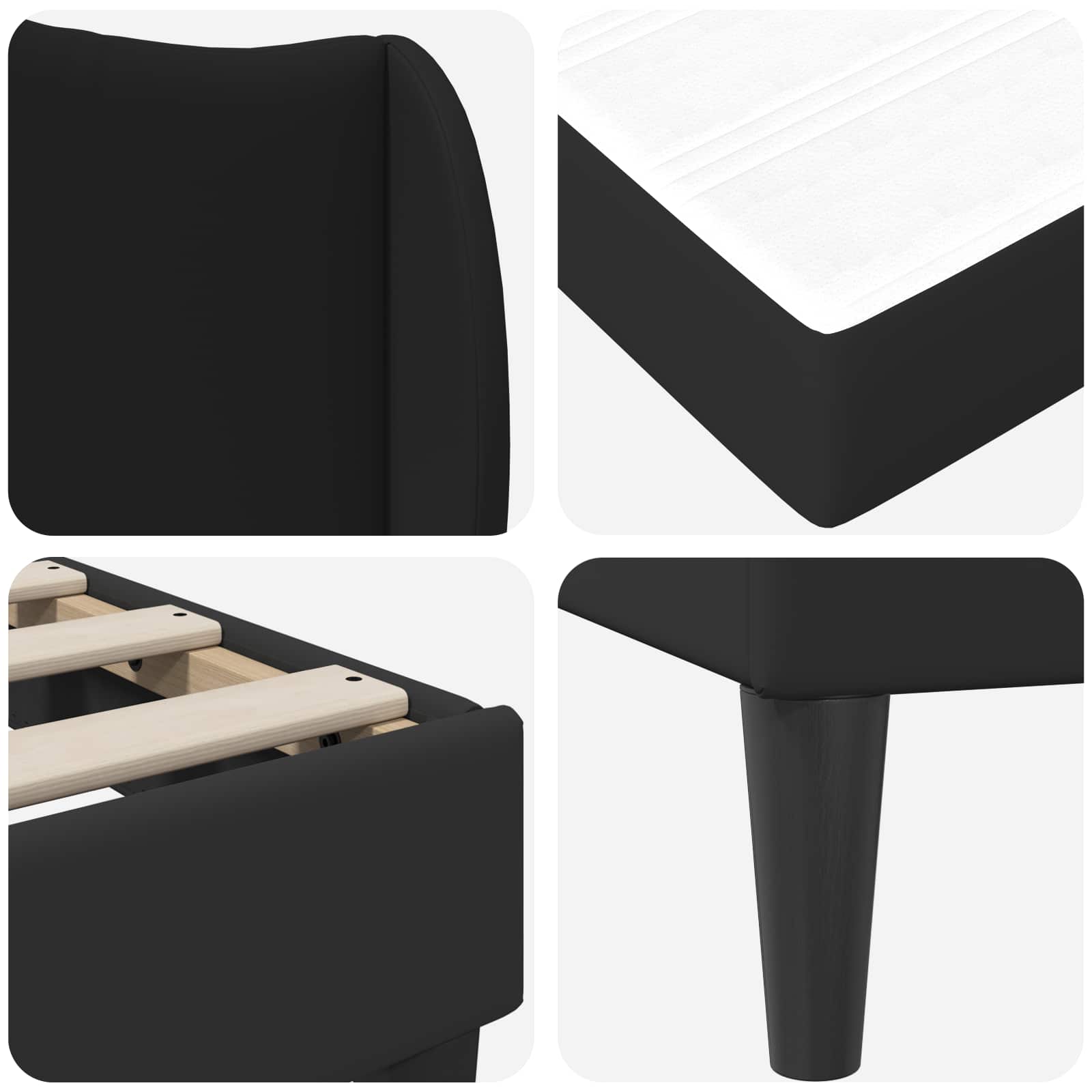 Struttura del letto con testiera Nero 160 x 200 cm Similpelle | homemem39