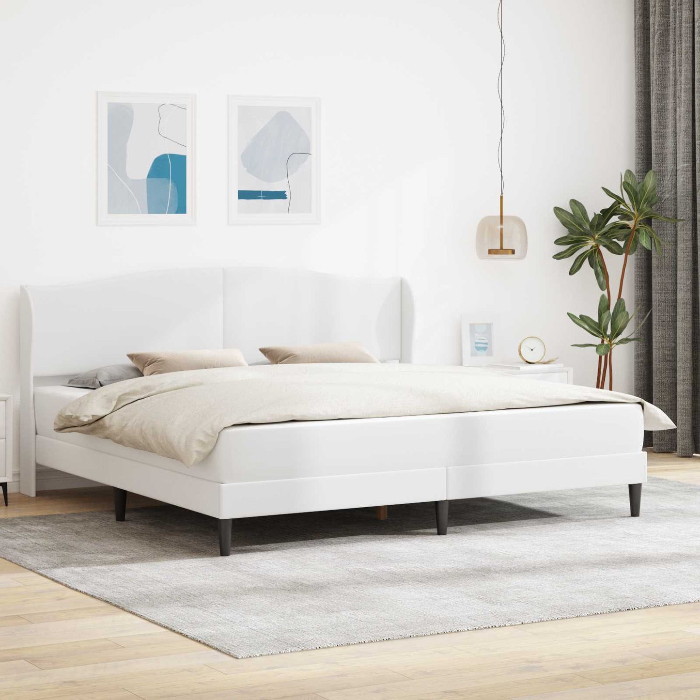 Struttura del letto con testiera Bianco 200 x 200 cm Similpelle | homemem39